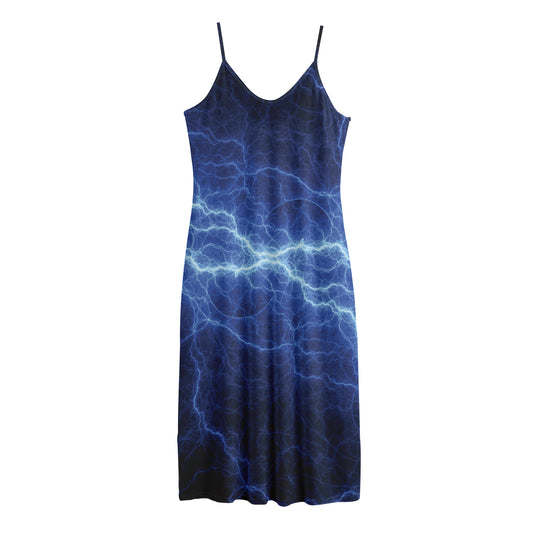 Lightning Plasma Print Jersey Midi Cami Dress