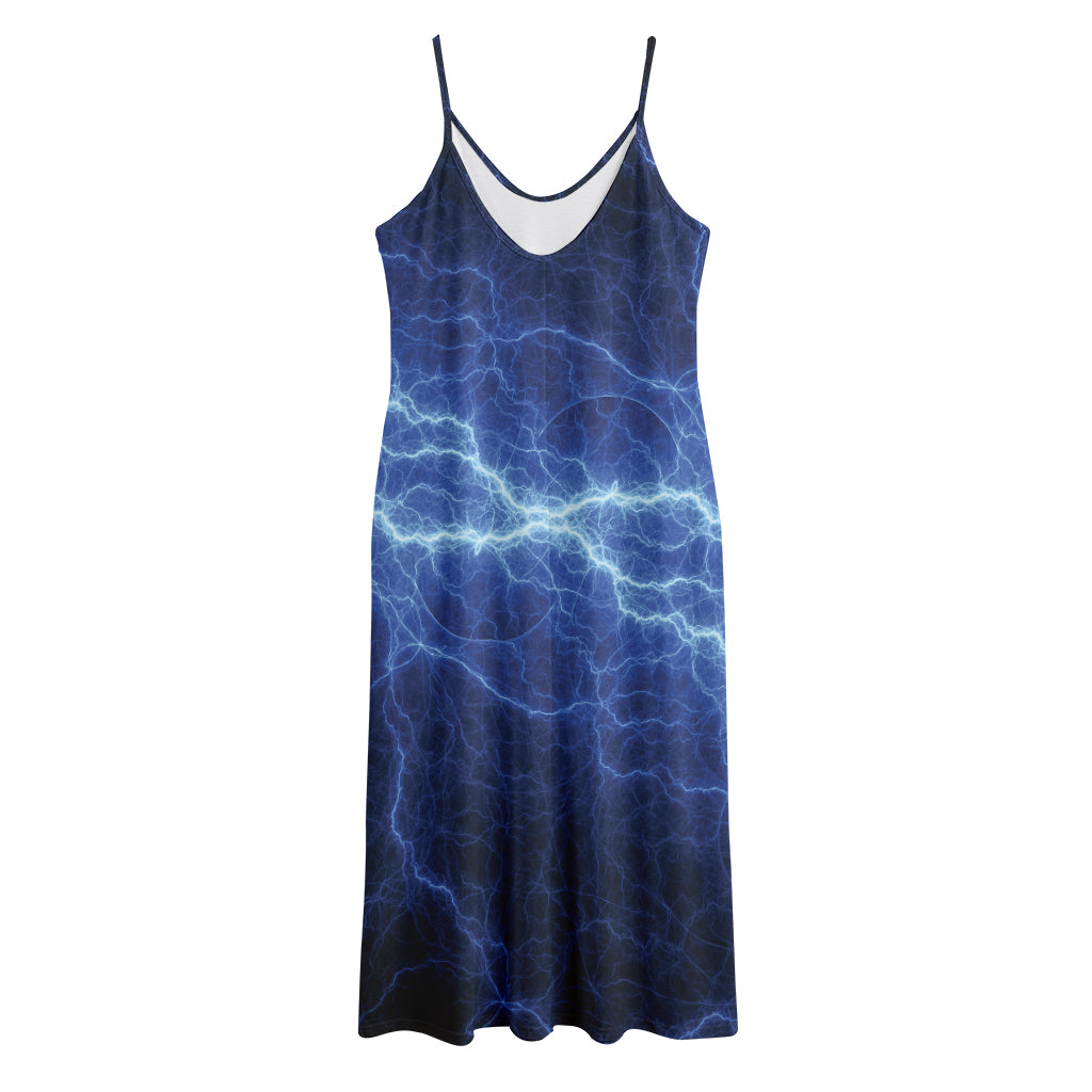 Lightning Plasma Print Jersey Midi Cami Dress