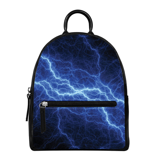 Lightning Plasma Print Leather Backpack