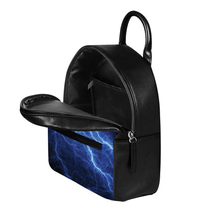 Lightning Plasma Print Leather Backpack