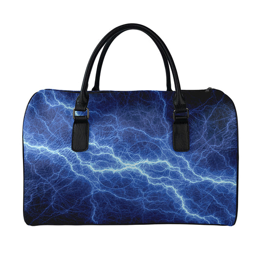 Lightning Plasma Print Leather Duffle Bag