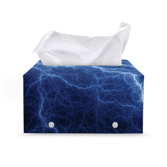 Lightning Plasma Print Leather Tissue Box Cover