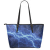 Lightning Plasma Print Leather Tote Bag