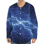 Lightning Plasma Print Long Sleeve Baseball Jersey