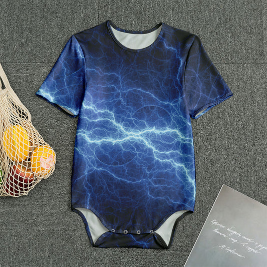 Lightning Plasma Print Men's Bodysuit
