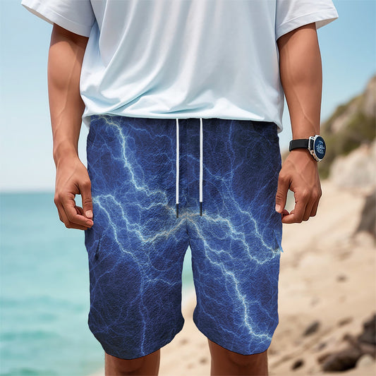 Lightning Plasma Print Men's Cargo Shorts
