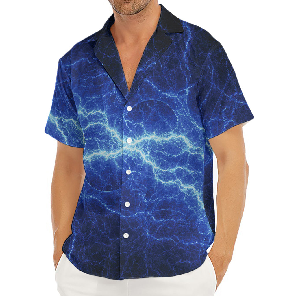 Lightning Plasma Print Men's Deep V-Neck Shirt
