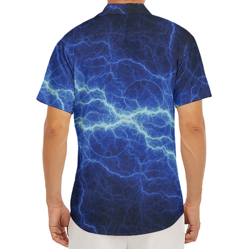 Lightning Plasma Print Men's Deep V-Neck Shirt