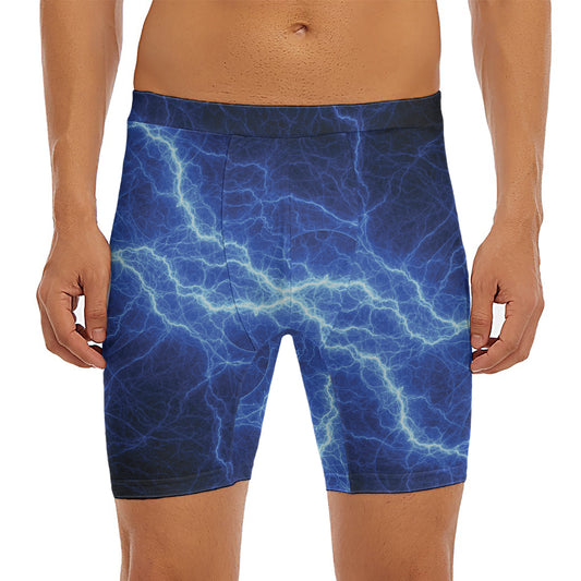 Lightning Plasma Print Men's Long Boxer Briefs