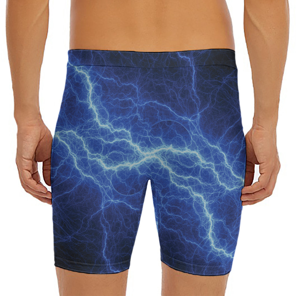 Lightning Plasma Print Men's Long Boxer Briefs