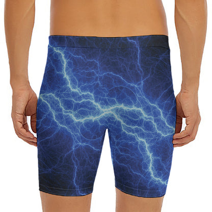 Lightning Plasma Print Men's Long Boxer Briefs