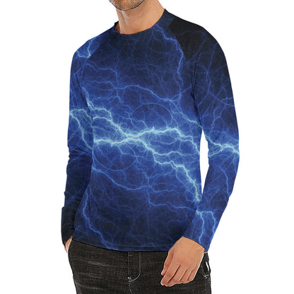 Lightning Plasma Print Men's Long Sleeve Rash Guard