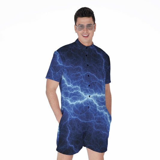 Lightning Plasma Print Men's Rompers