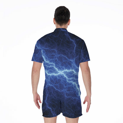 Lightning Plasma Print Men's Rompers
