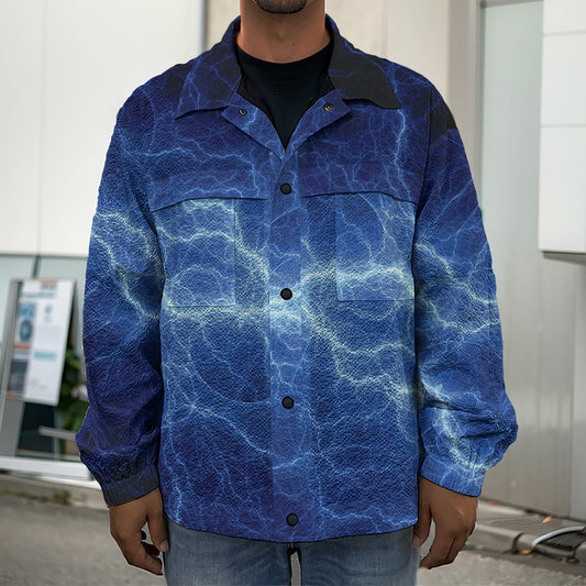 Lightning Plasma Print Men's Shirt Jacket