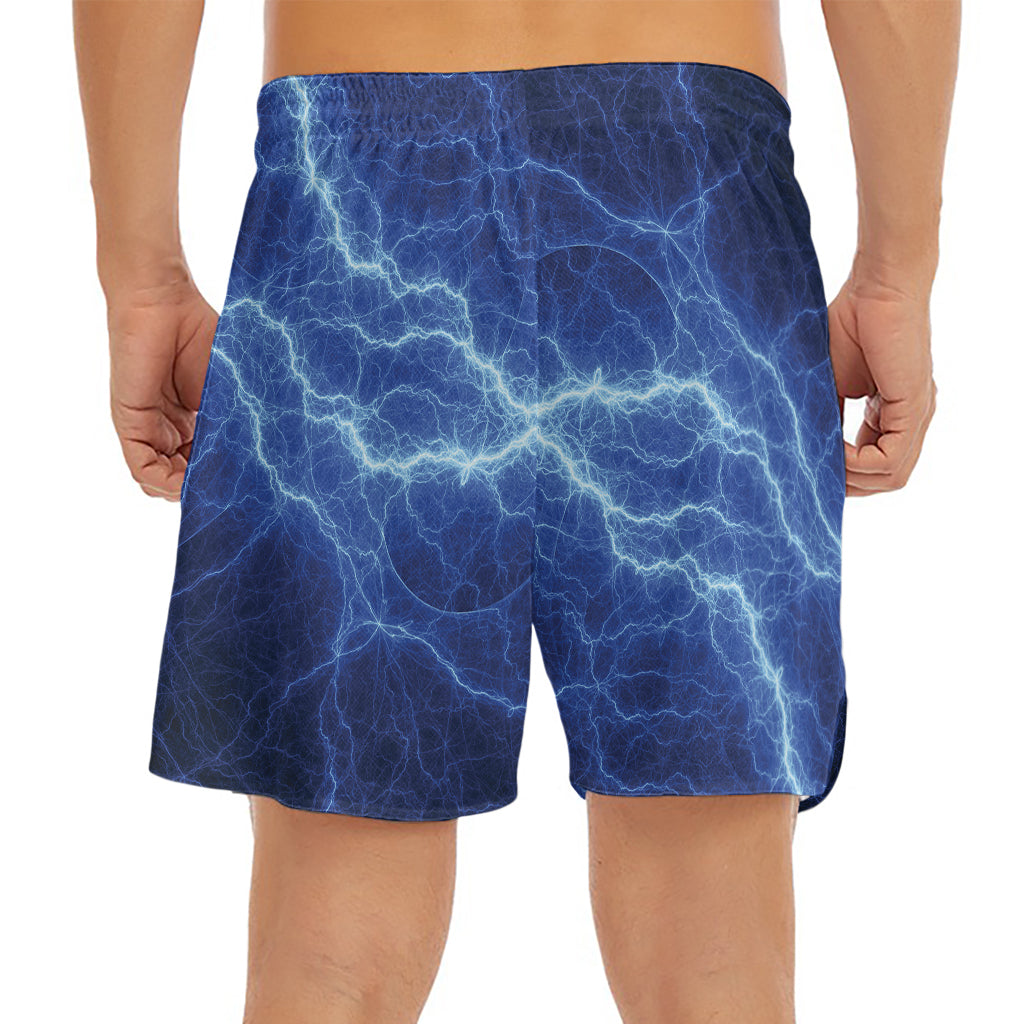 Lightning Plasma Print Men's Split Running Shorts