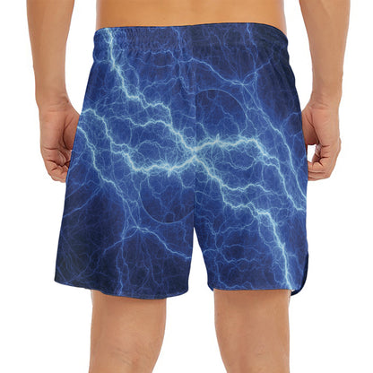 Lightning Plasma Print Men's Split Running Shorts
