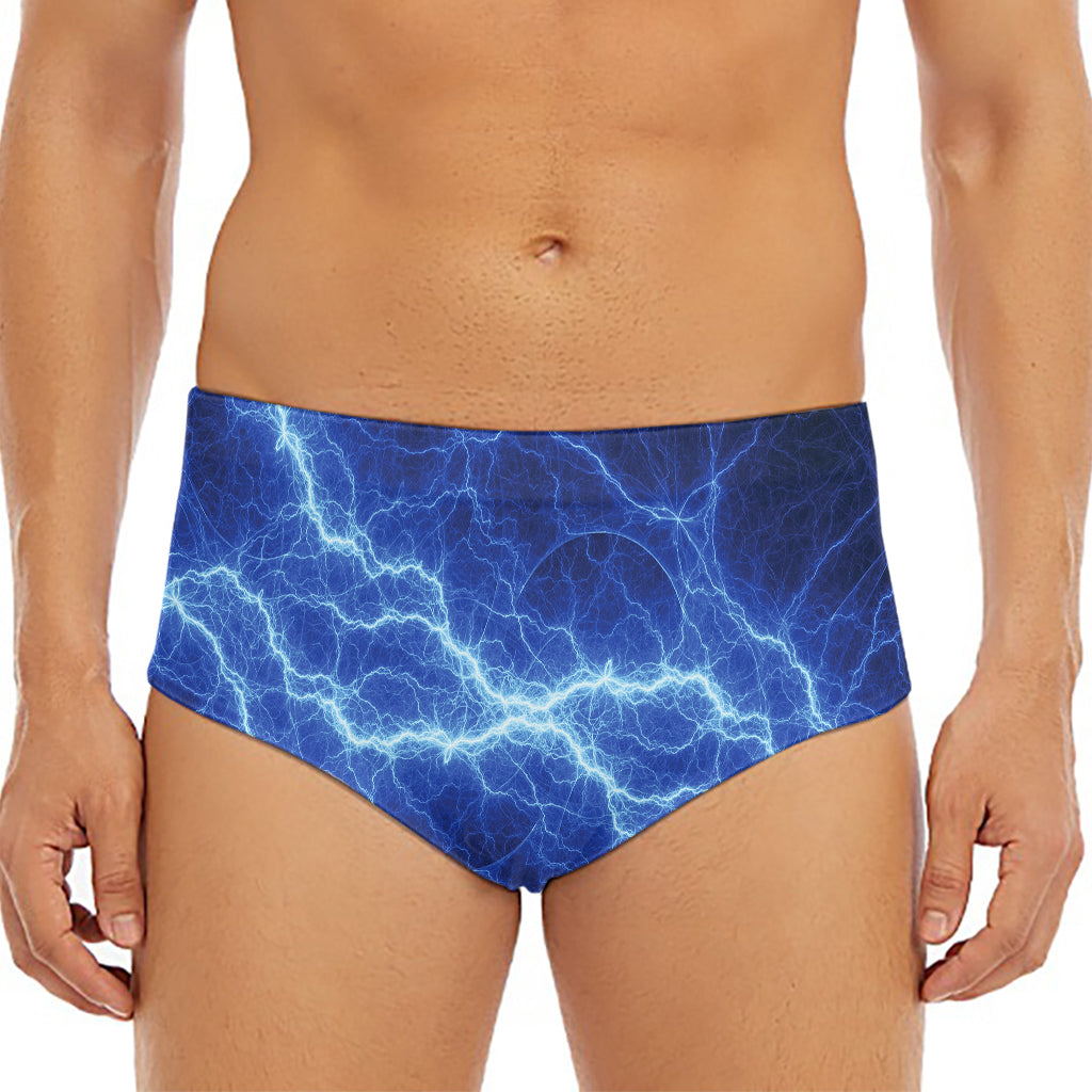 Lightning Plasma Print Men's Triangle Swim Briefs