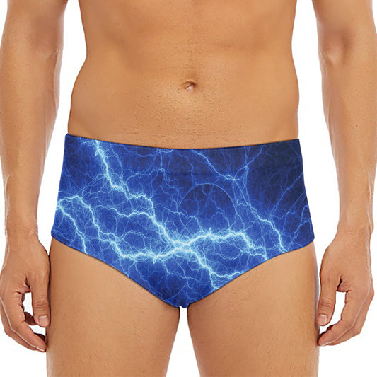 Lightning Plasma Print Men's Triangle Swim Briefs