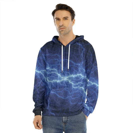 Lightning Plasma Print Men's Velvet Pullover Hoodie