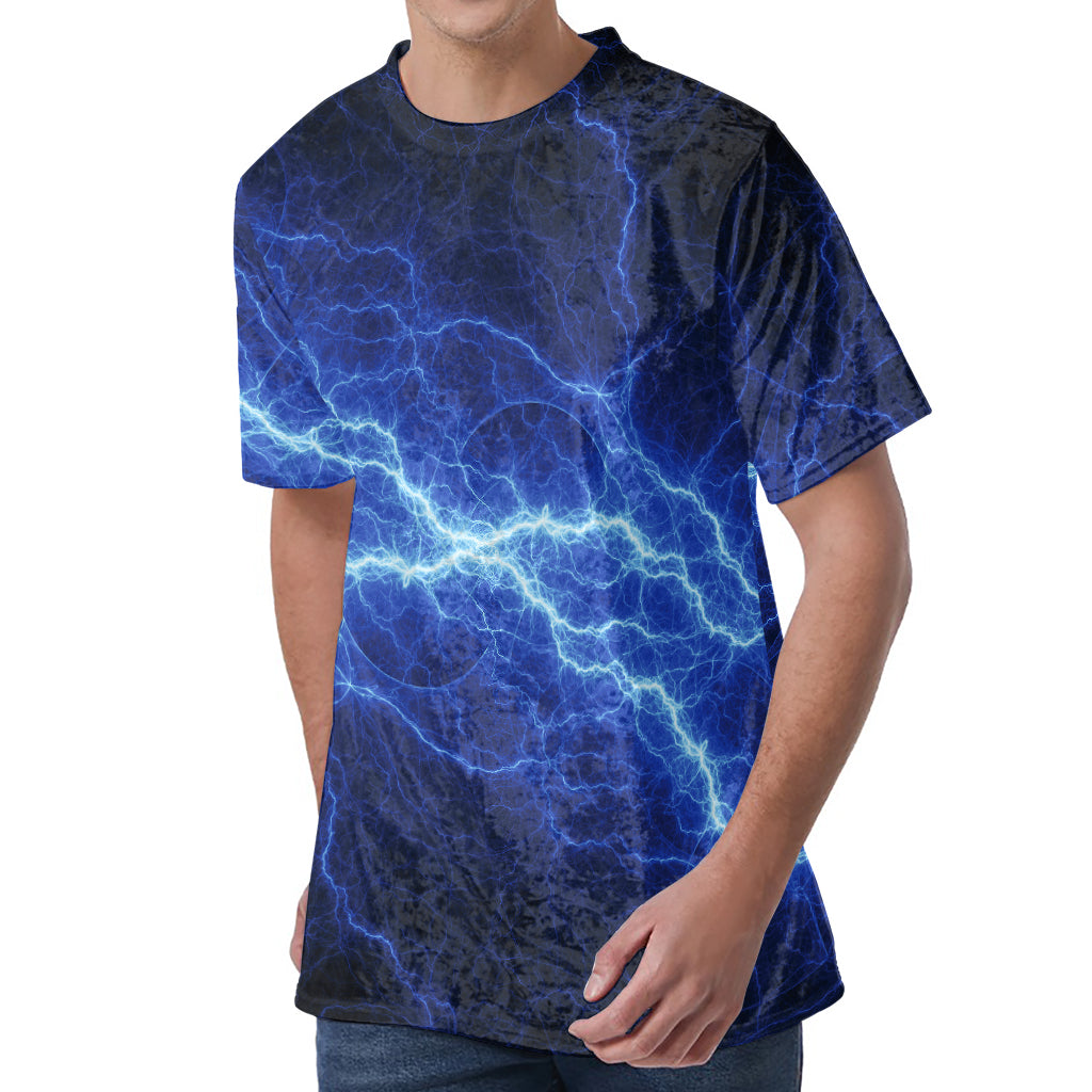 Lightning Plasma Print Men's Velvet T-Shirt