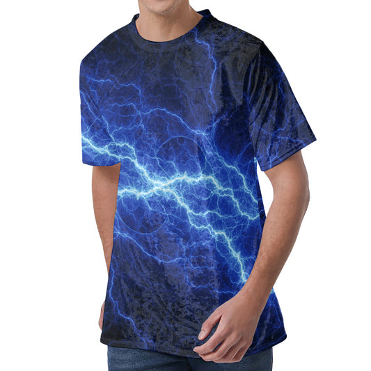 Lightning Plasma Print Men's Velvet T-Shirt