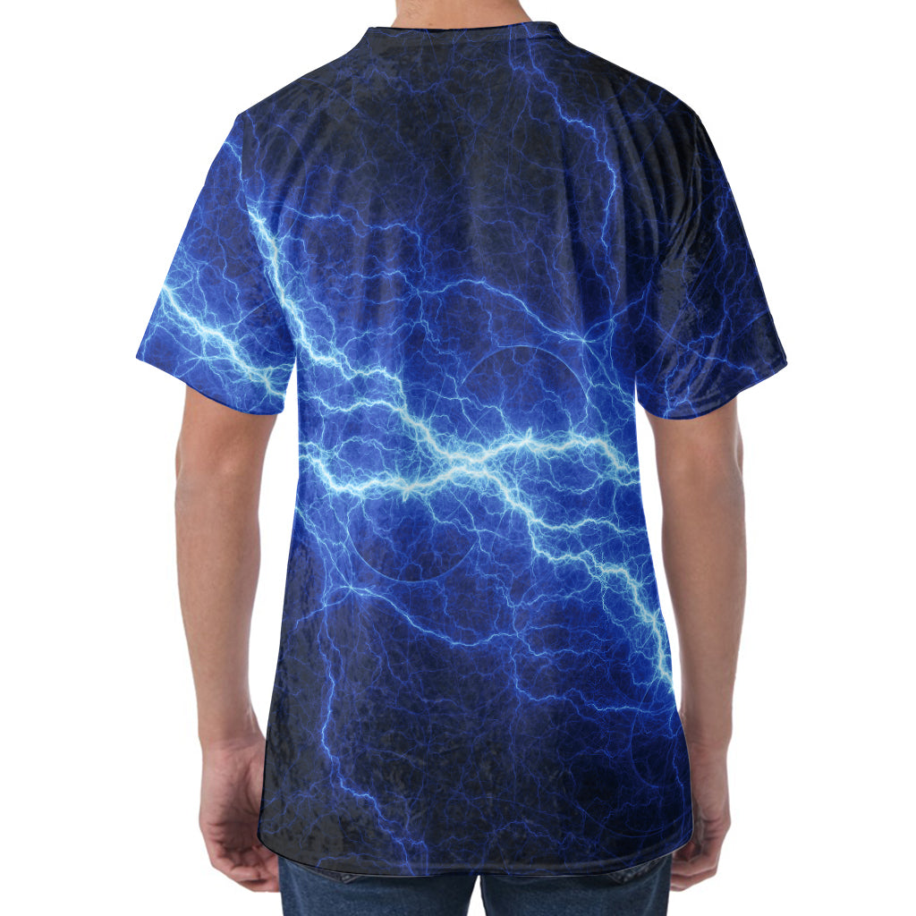 Lightning Plasma Print Men's Velvet T-Shirt