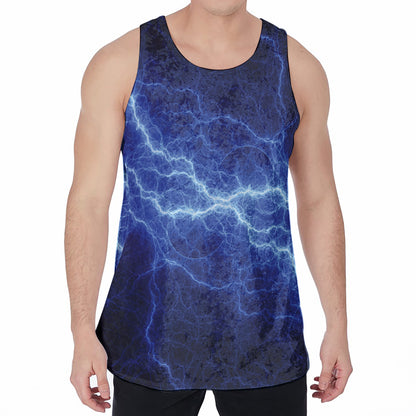 Lightning Plasma Print Men's Velvet Tank Top