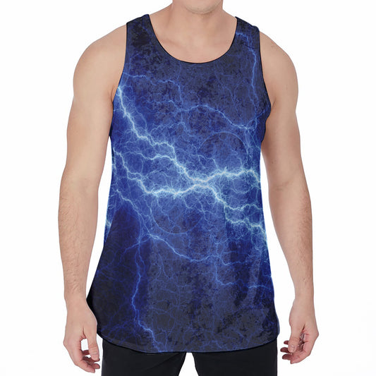 Lightning Plasma Print Men's Velvet Tank Top