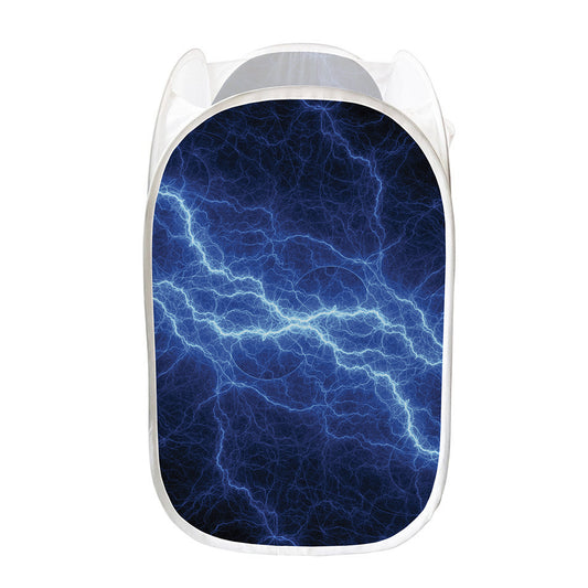 Lightning Plasma Print Mesh Laundry Hamper