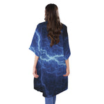 Lightning Plasma Print Open Front Beach Cover Up
