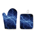 Lightning Plasma Print Oven Mitt And Pot Holder Set