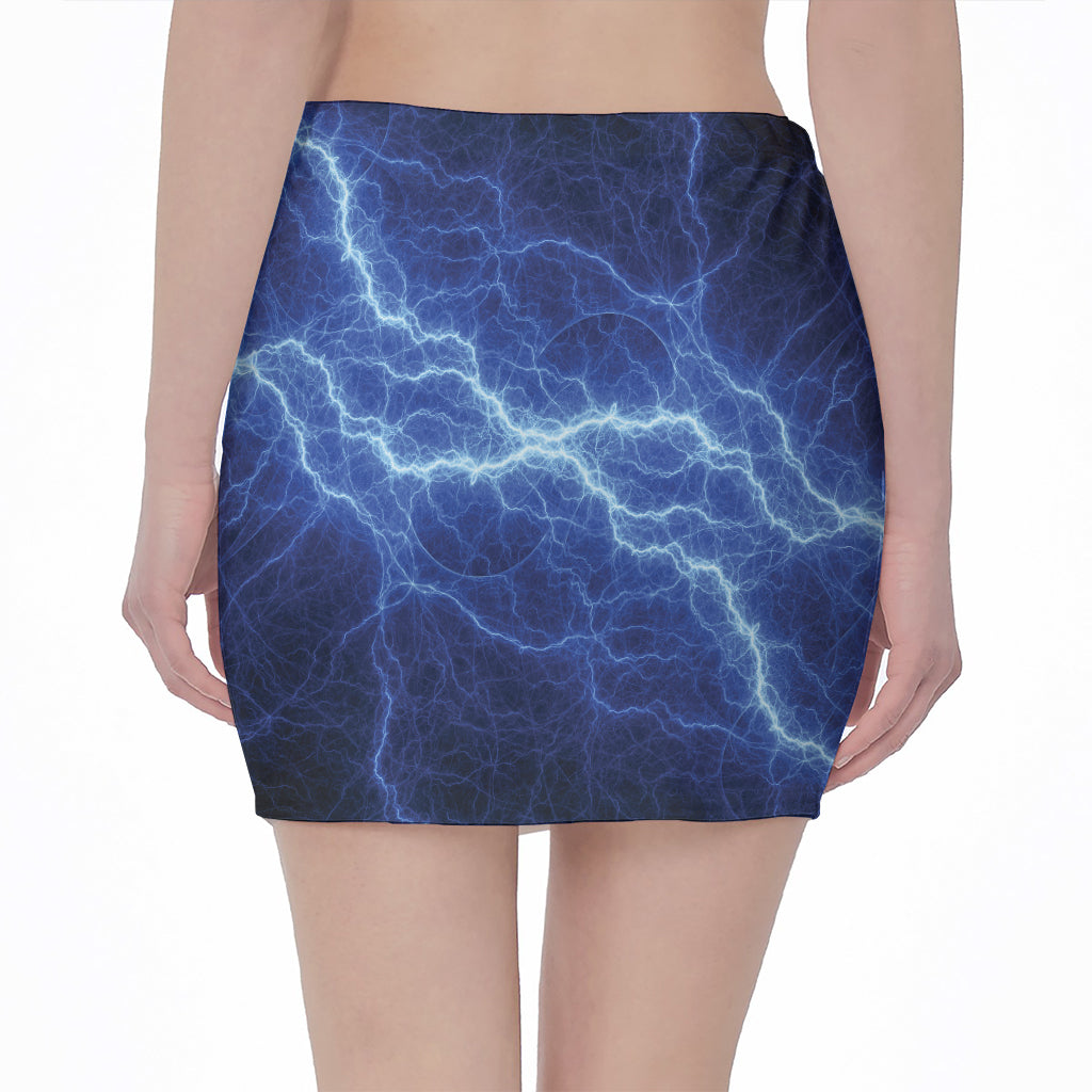 Lightning Plasma Print Pencil Mini Skirt