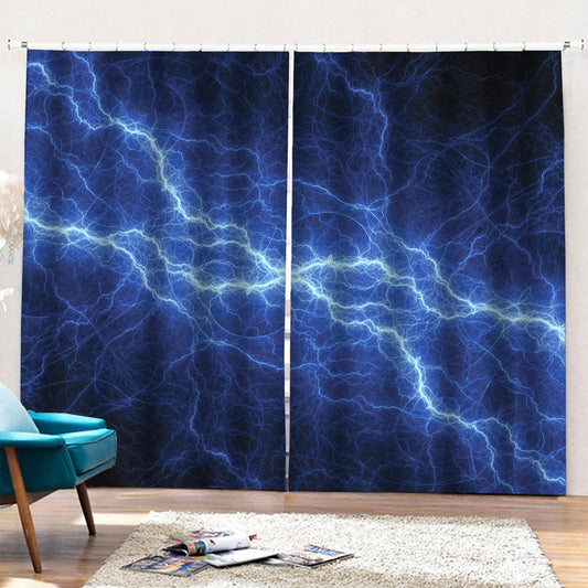 Lightning Plasma Print Pencil Pleat Curtains