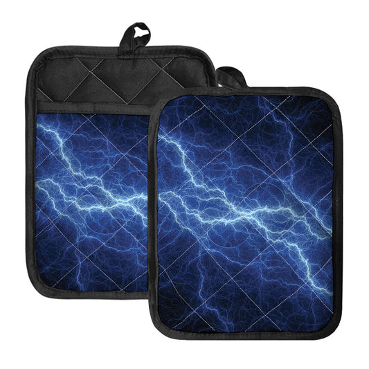 Lightning Plasma Print Pot Holders With Pocket