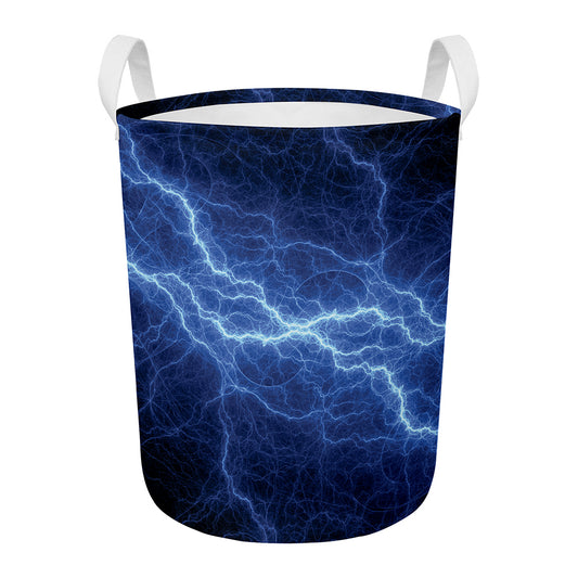 Lightning Plasma Print Round Laundry Basket
