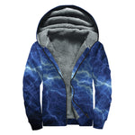 Lightning Plasma Print Sherpa Lined Zip Up Hoodie