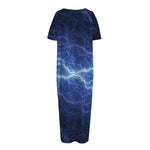 Lightning Plasma Print Short Sleeve Long Nightdress