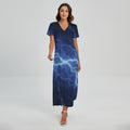 Lightning Plasma Print Short Sleeve Maxi Dress