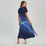 Lightning Plasma Print Short Sleeve Maxi Dress