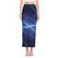 Lightning Plasma Print Side Slit Maxi Skirt