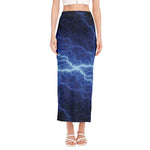 Lightning Plasma Print Side Slit Maxi Skirt