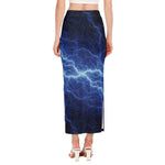 Lightning Plasma Print Side Slit Maxi Skirt