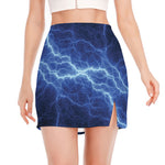 Lightning Plasma Print Side Slit Mini Skirt