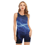 Lightning Plasma Print Sleeveless One Piece Swimsuit