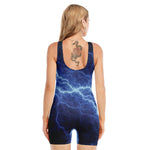 Lightning Plasma Print Sleeveless One Piece Swimsuit