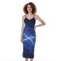 Lightning Plasma Print Slim Fit Midi Cami Dress