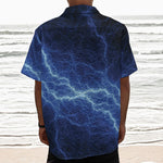 Lightning Plasma Print Textured Short Sleeve Shirt