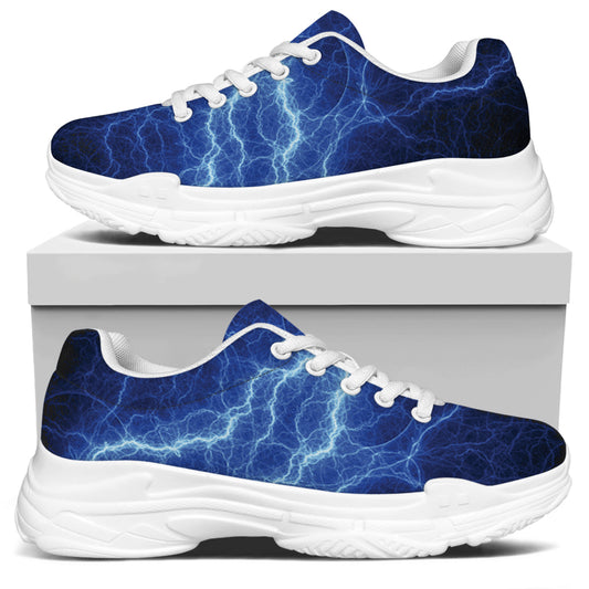 Lightning Plasma Print White Chunky Shoes