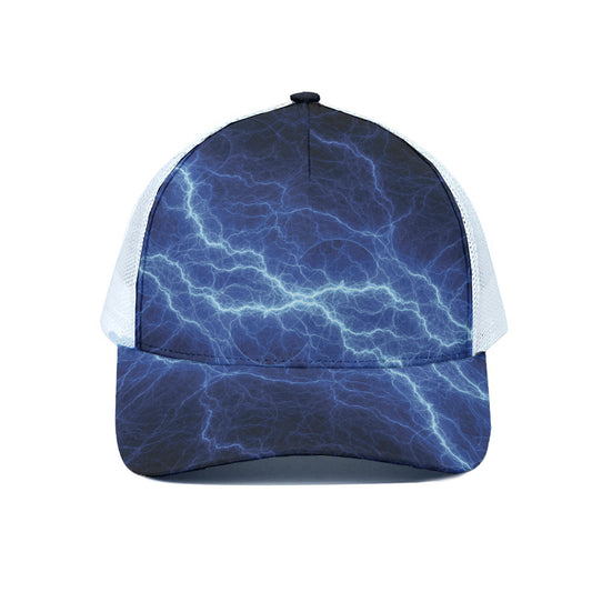 Lightning Plasma Print White Mesh Trucker Cap